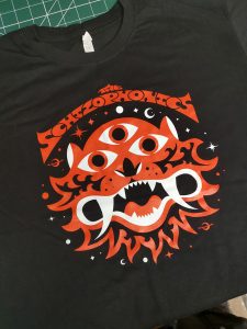 Schitzophonics screenprinted shirt